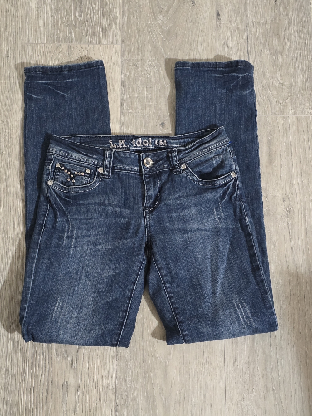 Dark Blue Skinny Jeans with Stud Charm Detail